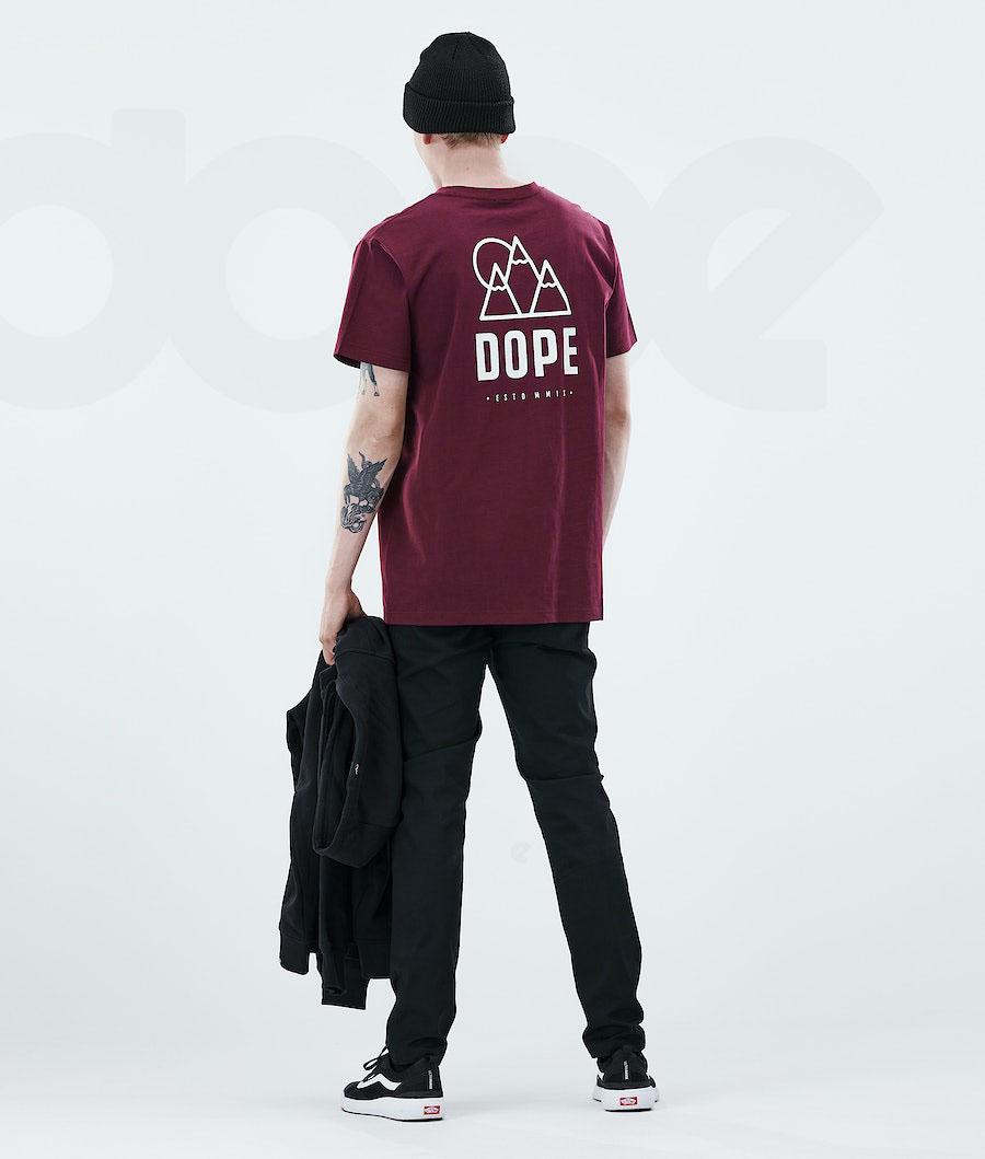 Burgundy Men's Dope Daily T-shirts | NZ_D1782
