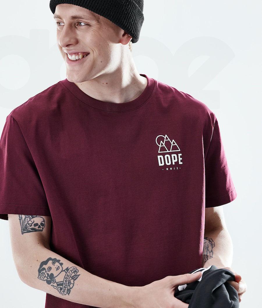 Burgundy Men's Dope Daily T-shirts | NZ_D1782