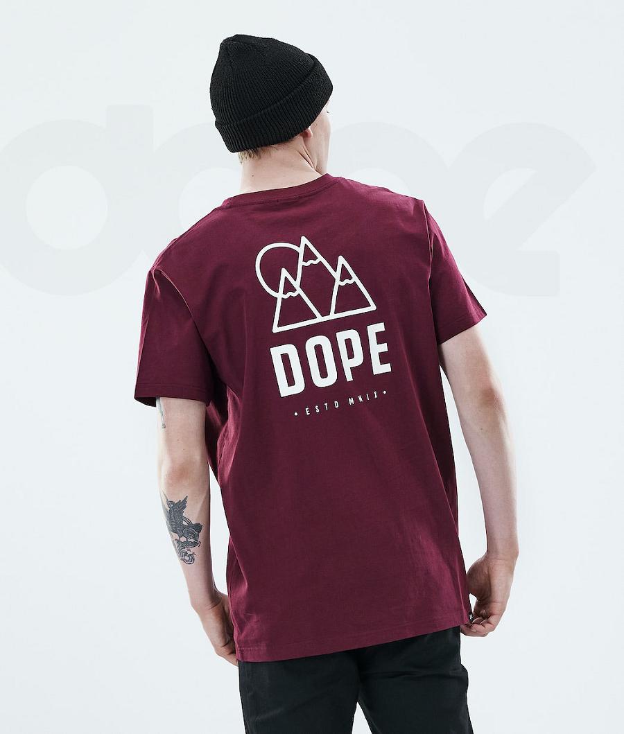 Burgundy Men\'s Dope Daily T-shirts | NZ_D1782