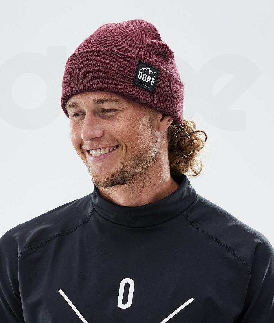Burgundy Men's Dope Paradise Beanies | NZ_D1264