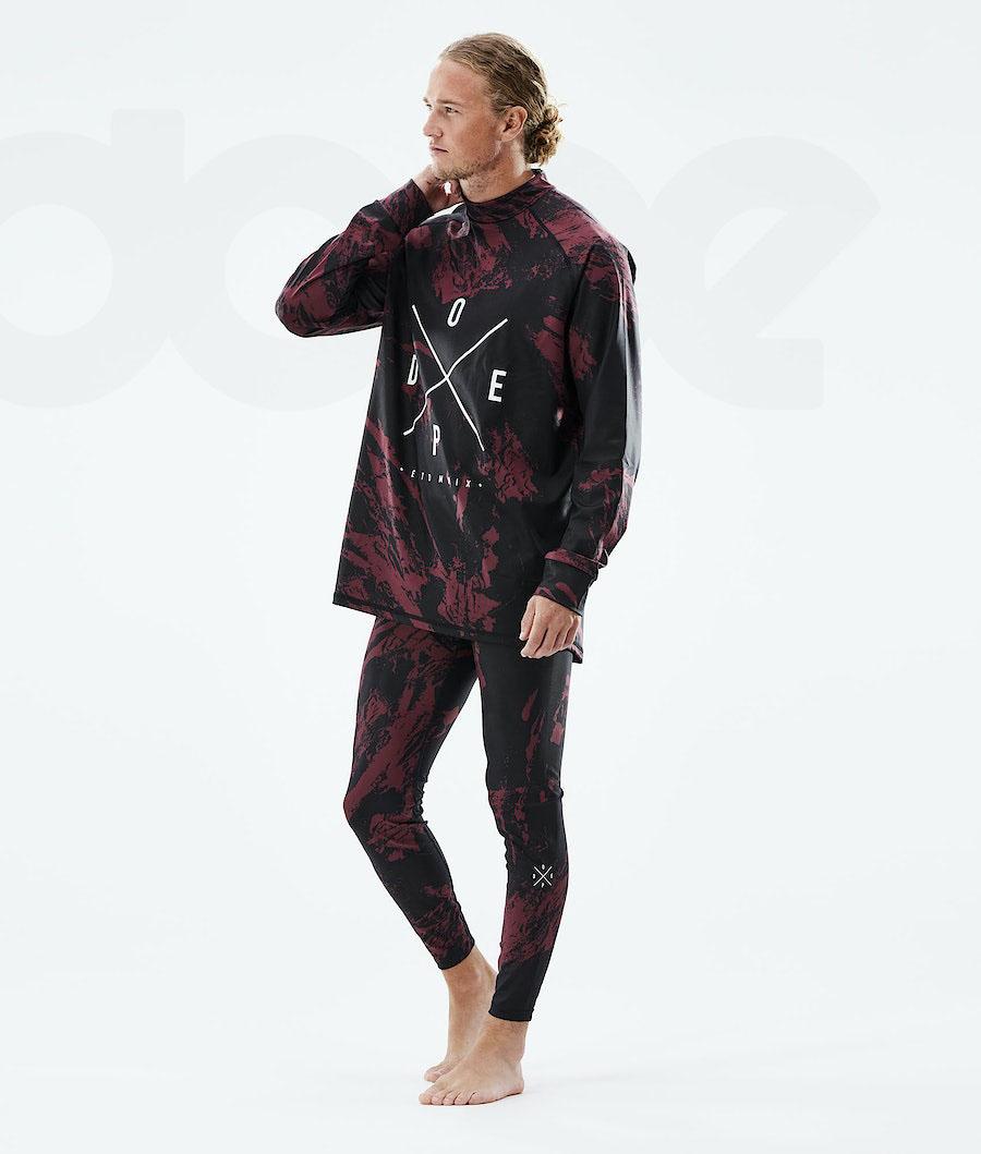 Burgundy Men's Dope Snuggle Base Layer Pants | NZ_D2439