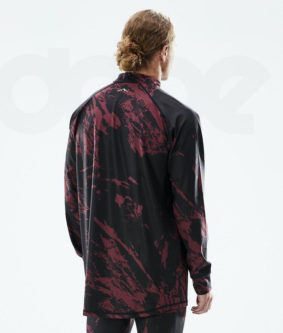 Burgundy Men's Dope Snuggle Base Layer Tops | NZ_D2085