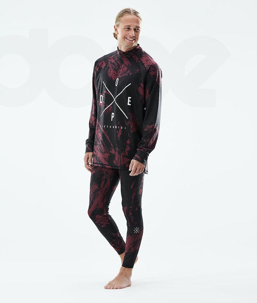 Burgundy Men's Dope Snuggle Base Layer Tops | NZ_D2085
