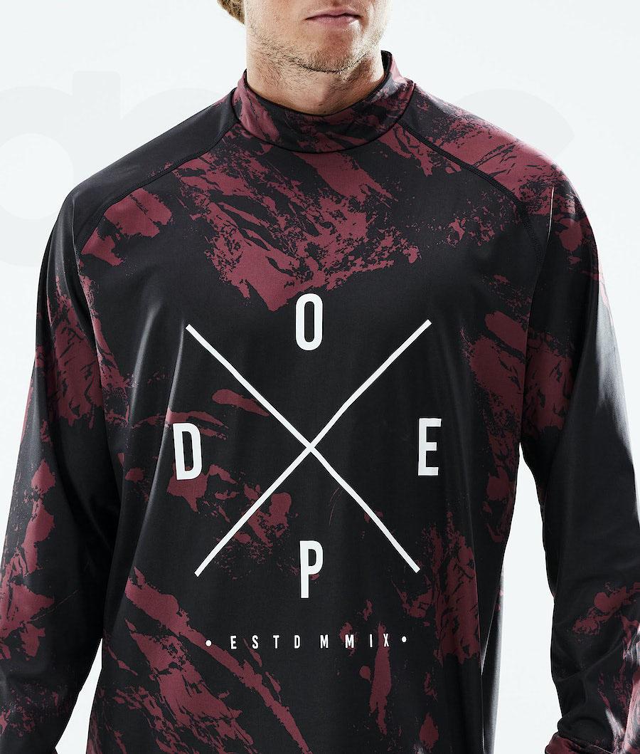 Burgundy Men's Dope Snuggle Base Layer Tops | NZ_D2085