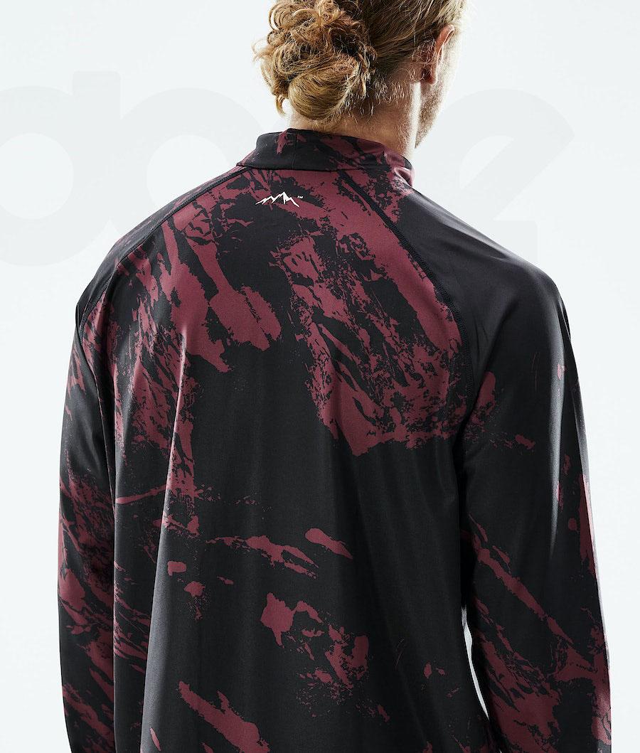 Burgundy Men's Dope Snuggle Base Layer Tops | NZ_D2085