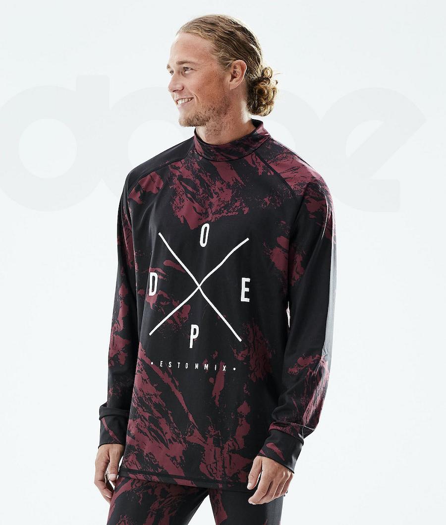 Burgundy Men\'s Dope Snuggle Base Layer Tops | NZ_D2085
