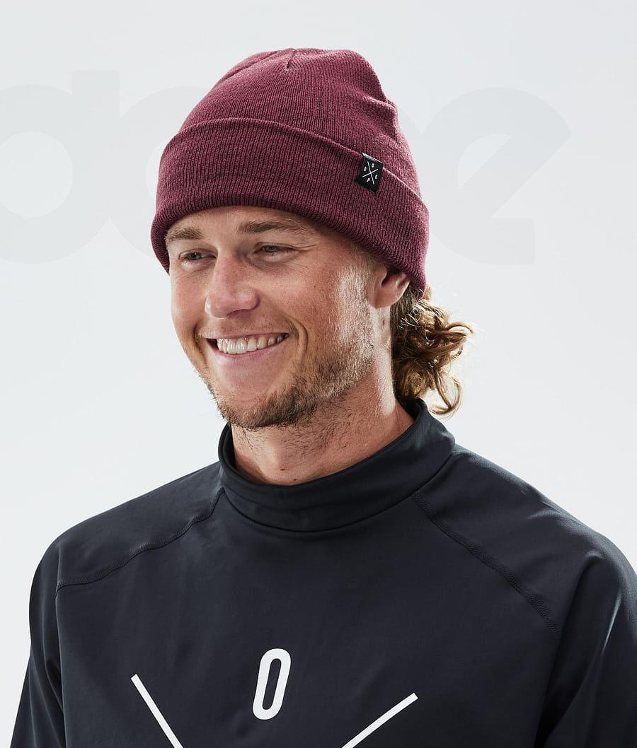 Burgundy Men's Dope Solitude Beanies | NZ_D2095
