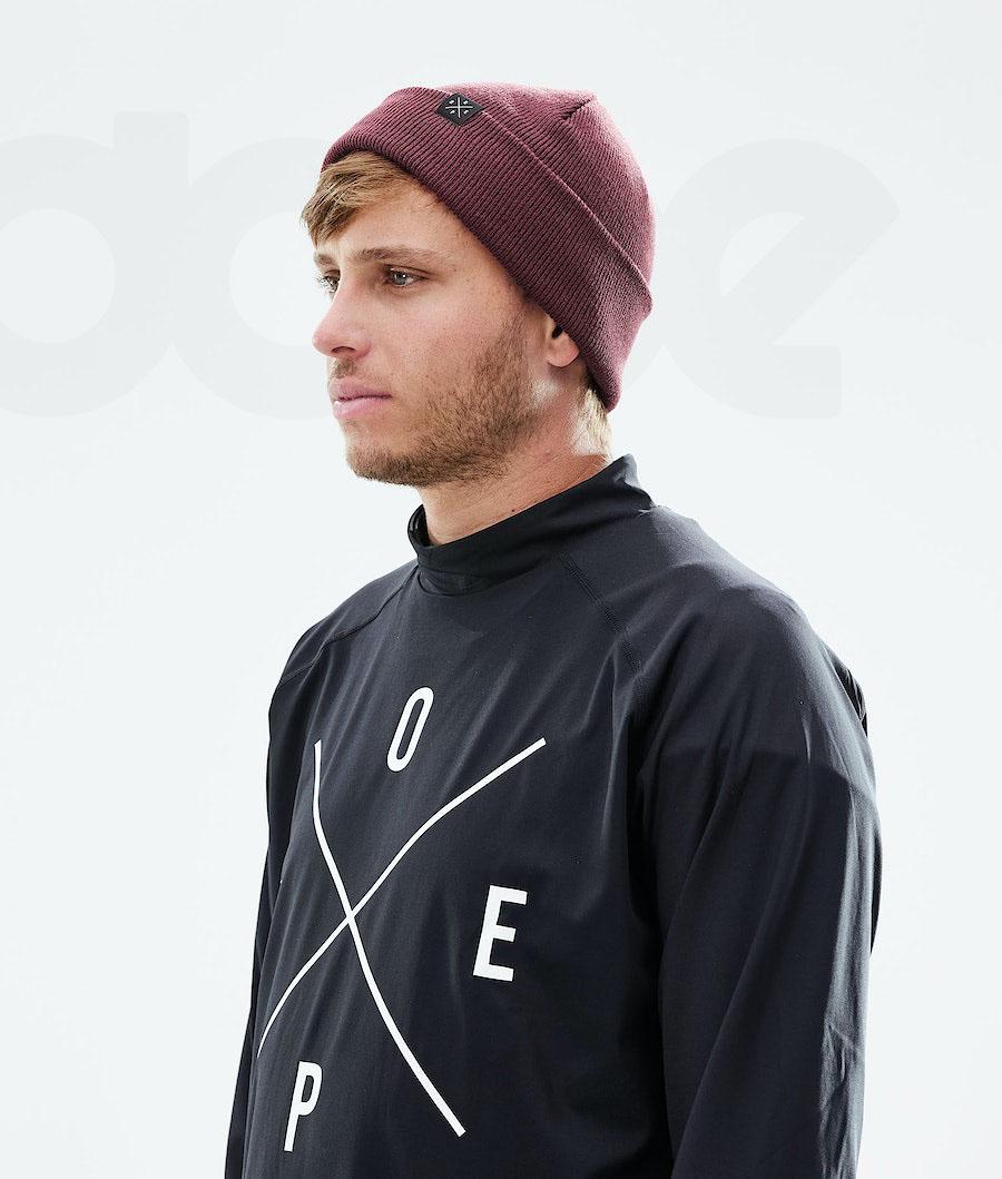 Burgundy Men's Dope Solitude Beanies | NZ_D2411