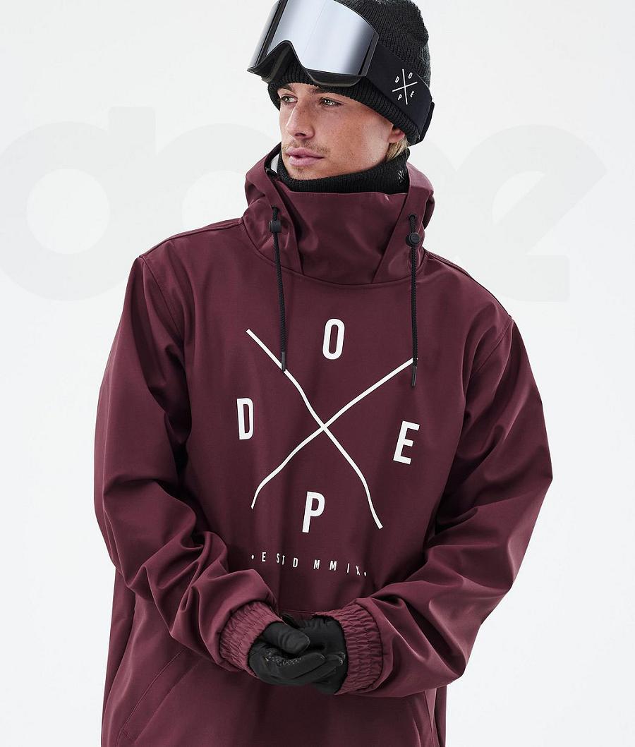 Burgundy Men's Dope Yeti Snowboard Jackets | NZ_D2118