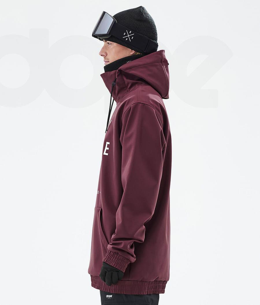 Burgundy Men's Dope Yeti Snowboard Jackets | NZ_D2118