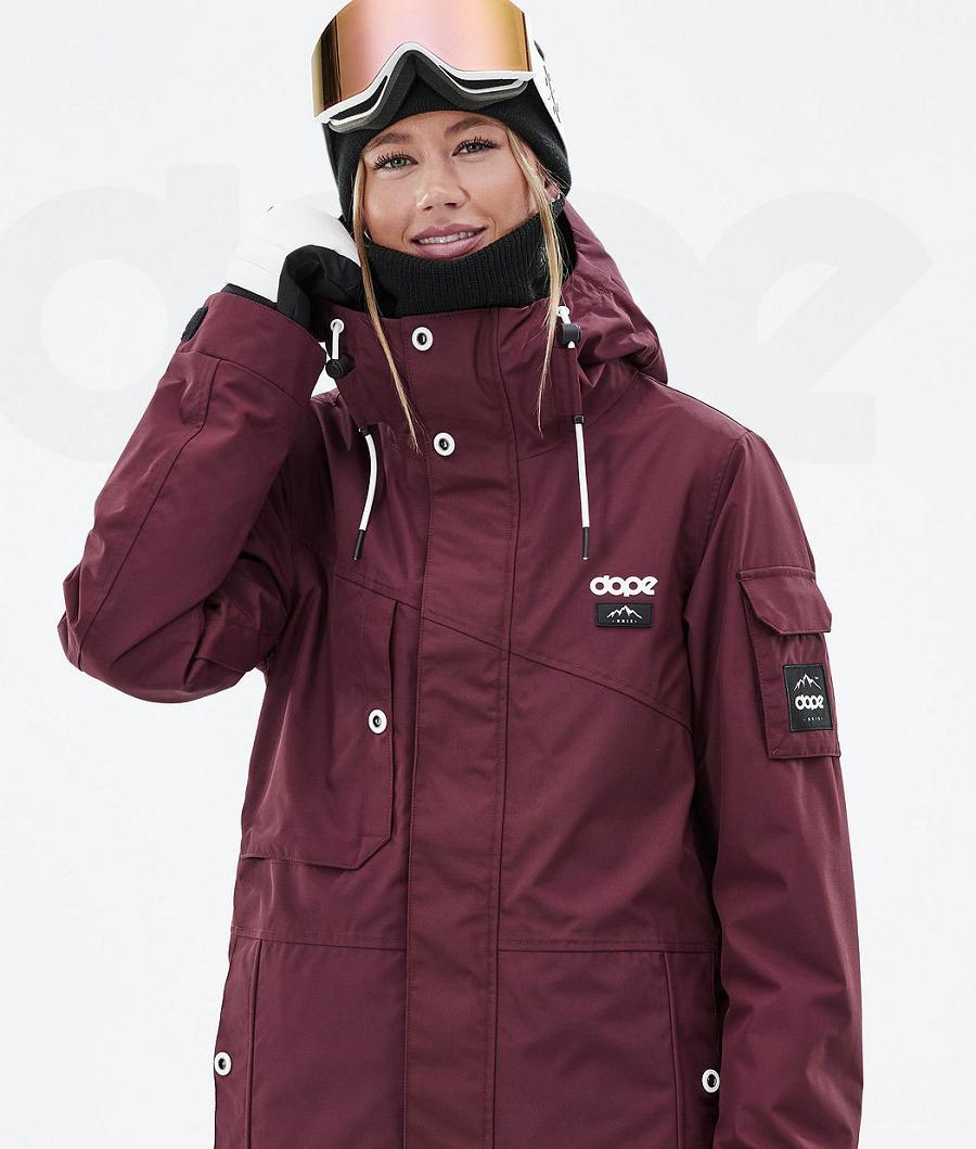 Burgundy Women's Dope Adept W Snowboard Jackets | NZ_D2459