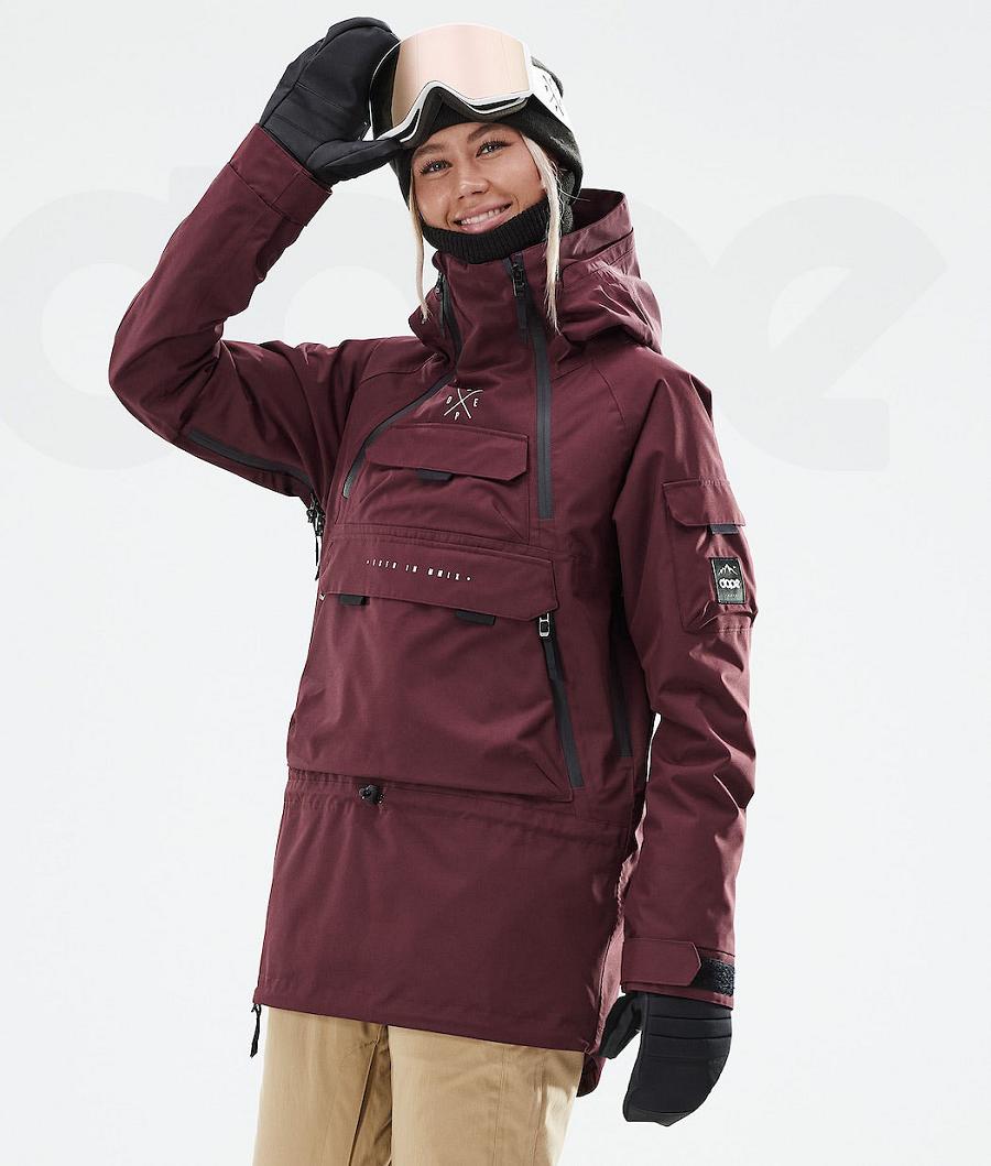 Burgundy Women\'s Dope Akin W 2021 Ski Jackets | NZ_D1075