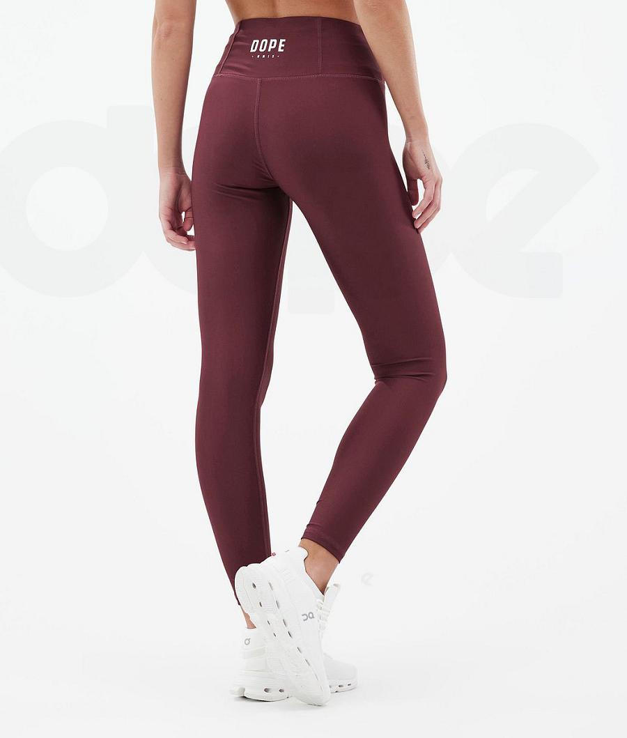 Burgundy Women's Dope Lofty Leggings | NZ_D1449