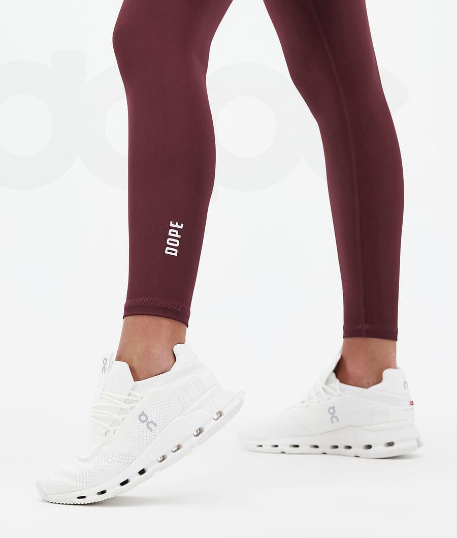 Burgundy Women's Dope Lofty Leggings | NZ_D1449