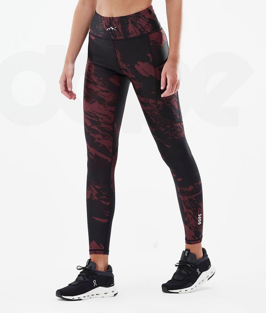 Burgundy Women\'s Dope Lofty Tech Leggings | NZ_D1253