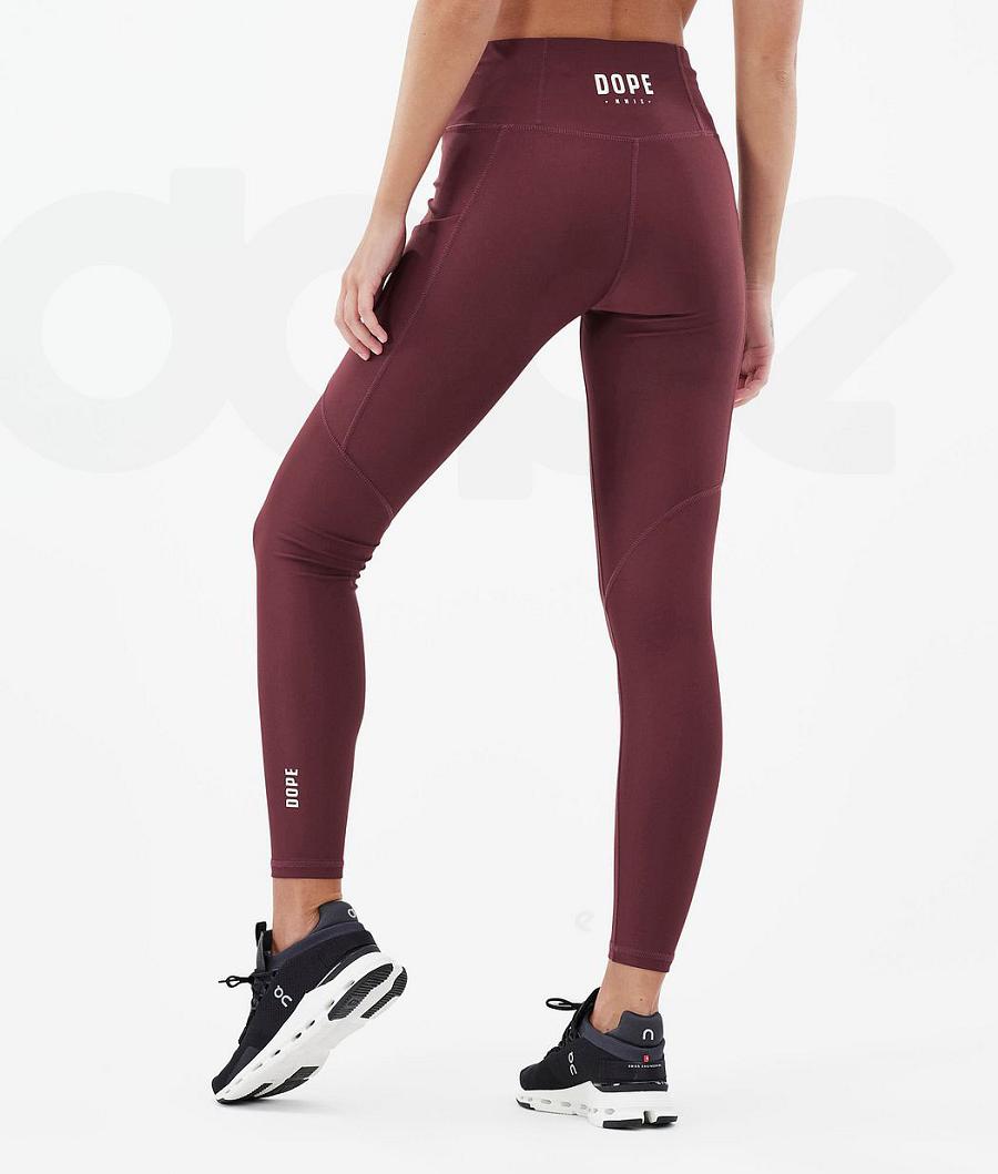 Burgundy Women's Dope Lofty Tech Leggings | NZ_D1830