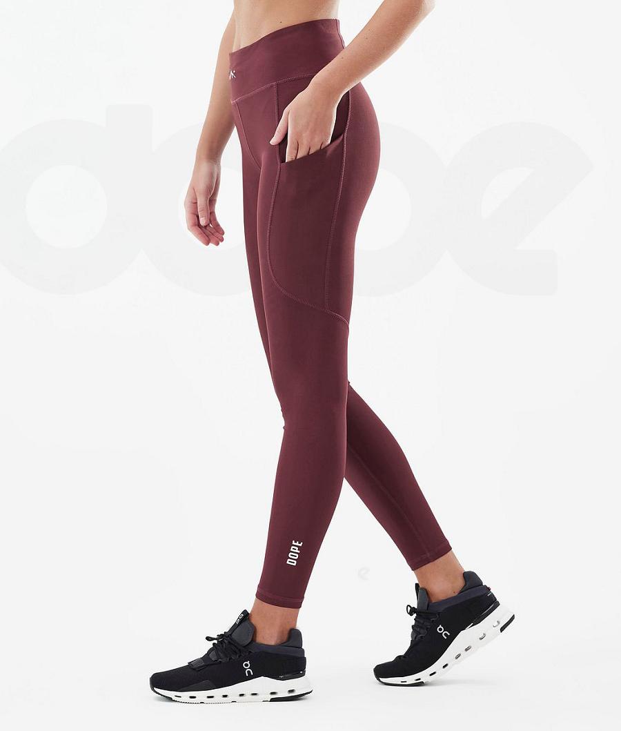 Burgundy Women\'s Dope Lofty Tech Leggings | NZ_D1830