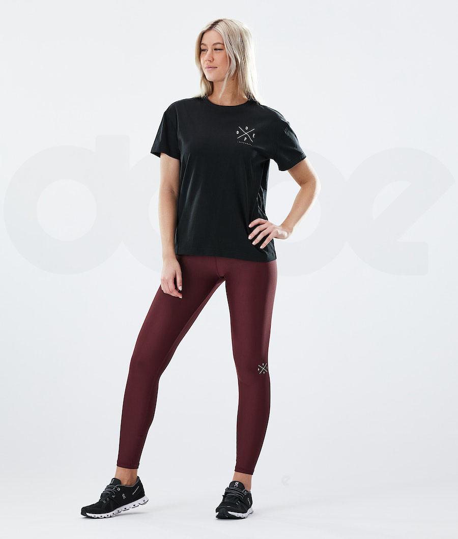 Burgundy Women's Dope Razor Leggings | NZ_D1105