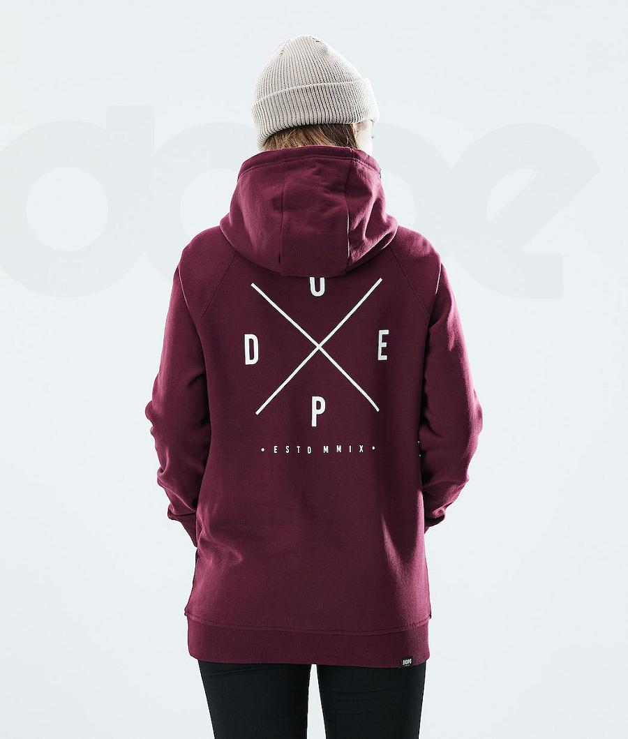 Burgundy Women's Dope Regular Hoodies | NZ_D1608