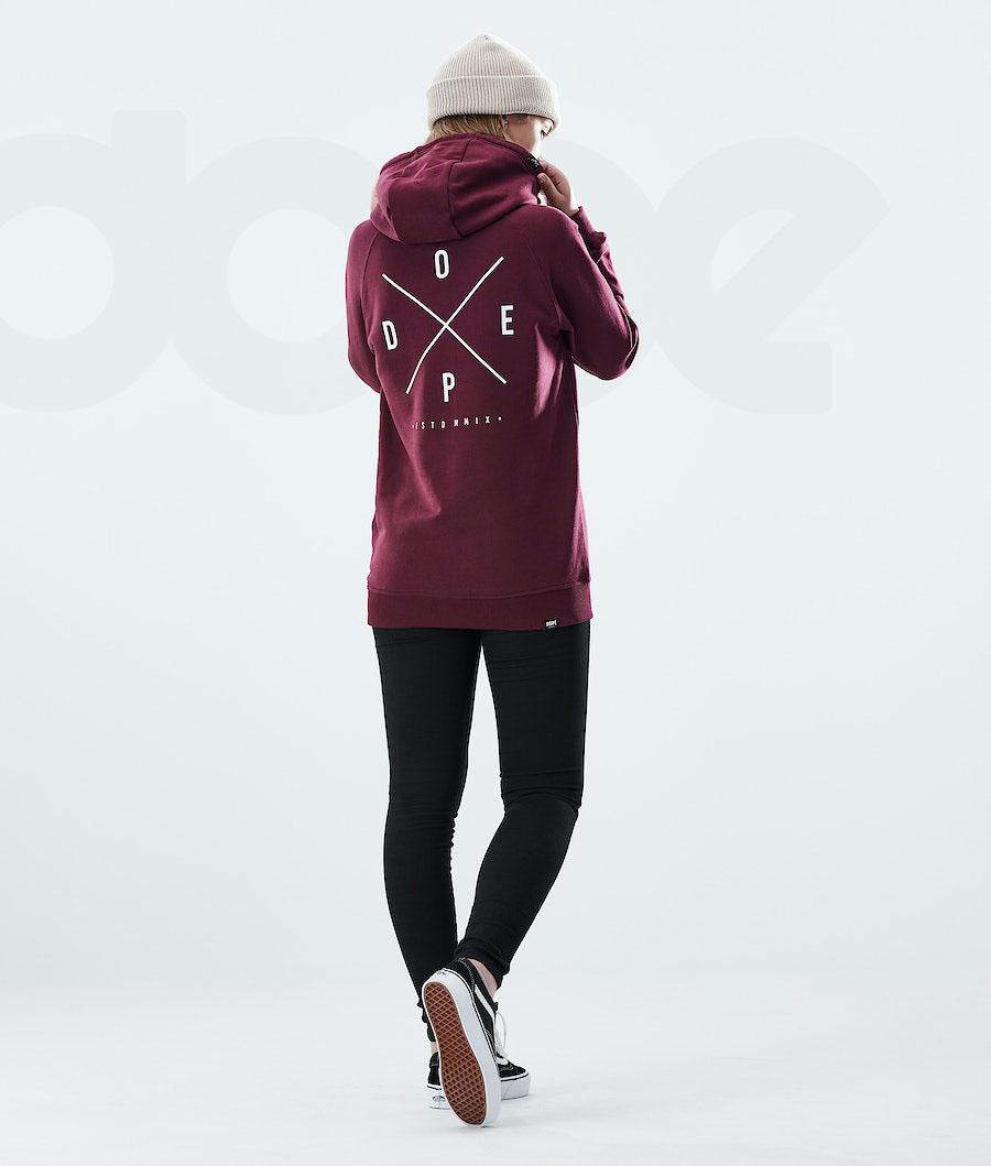 Burgundy Women's Dope Regular Hoodies | NZ_D1608