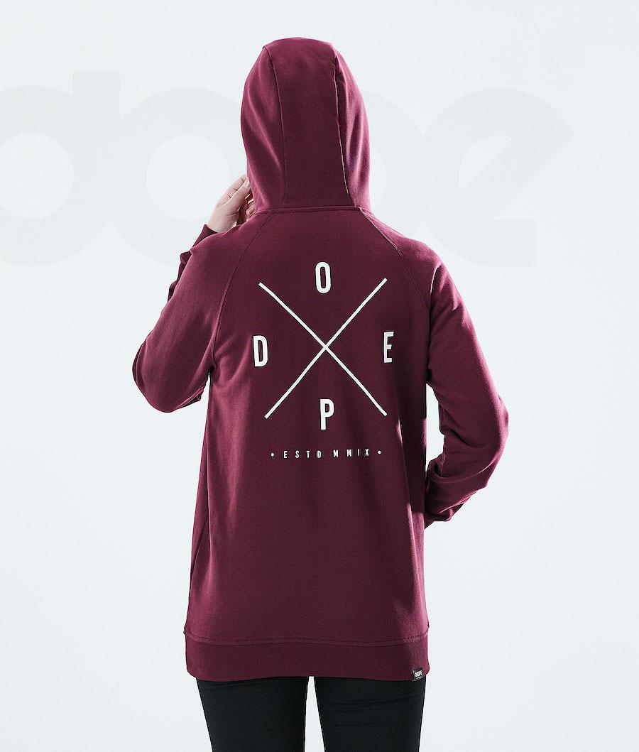 Burgundy Women's Dope Regular Hoodies | NZ_D1608