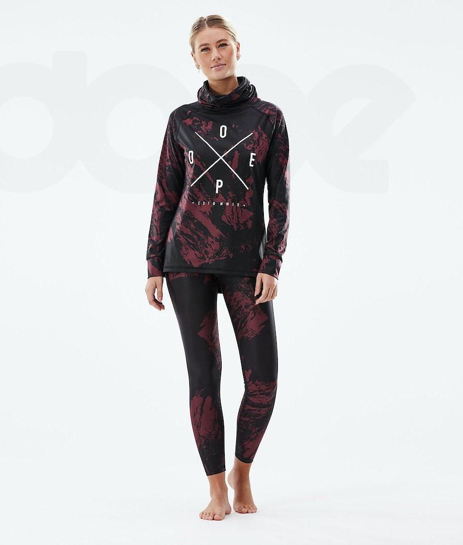 Burgundy Women's Dope Snuggle W Base Layer Tops | NZ_D1748