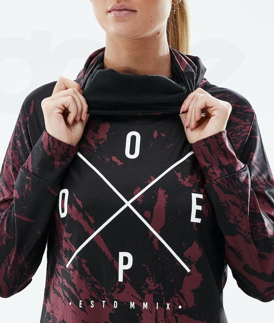 Burgundy Women's Dope Snuggle W Base Layer Tops | NZ_D1748