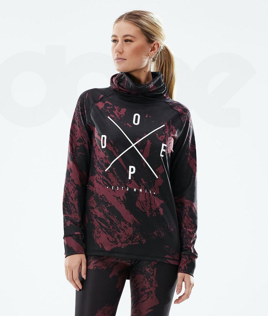 Burgundy Women\'s Dope Snuggle W Base Layer Tops | NZ_D1748