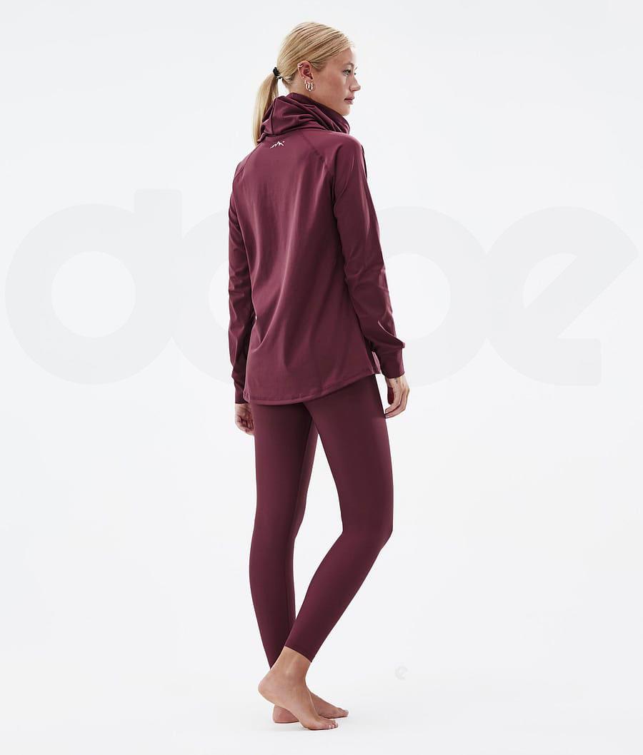 Burgundy Women's Dope Snuggle W Base Layer Tops | NZ_D1944