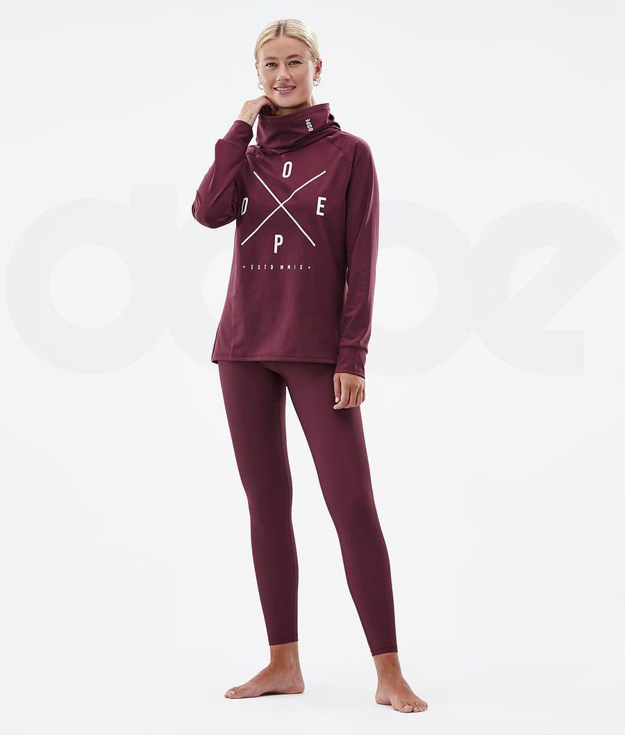 Burgundy Women's Dope Snuggle W Base Layer Tops | NZ_D1944