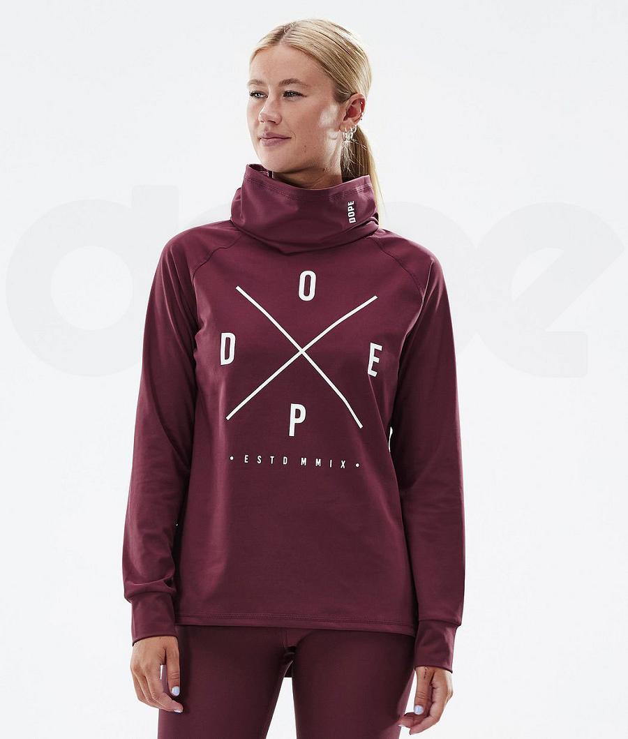 Burgundy Women\'s Dope Snuggle W Base Layer Tops | NZ_D1944