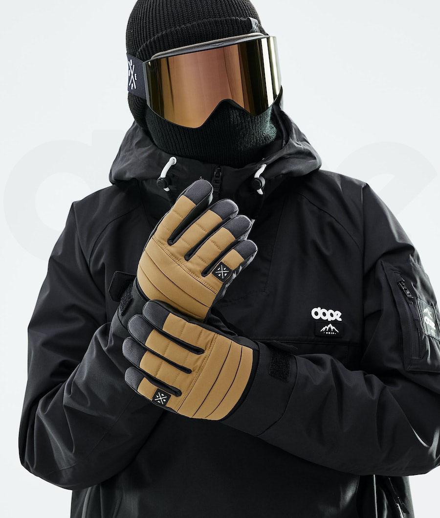 Gold Men's Dope Ace 2021 Snowboard Gloves | NZ_D2464