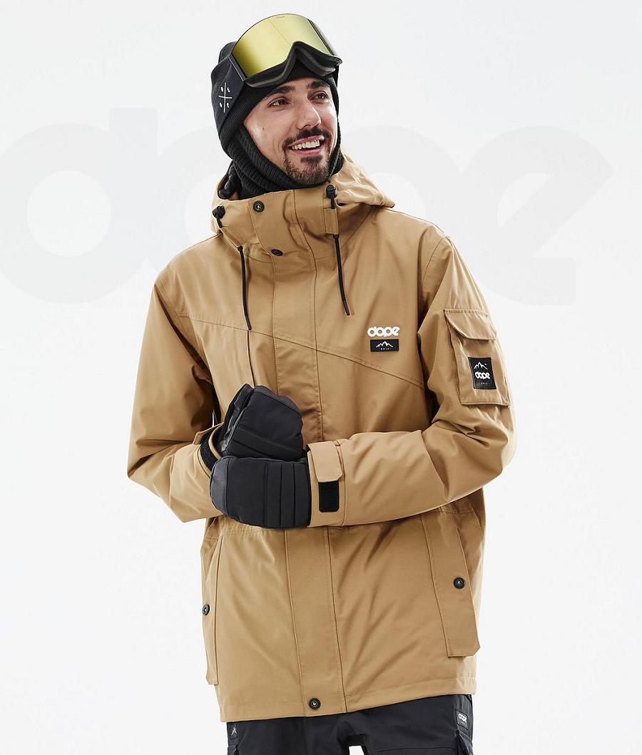Gold Men\'s Dope Adept Snowboard Jackets | NZ_D1157