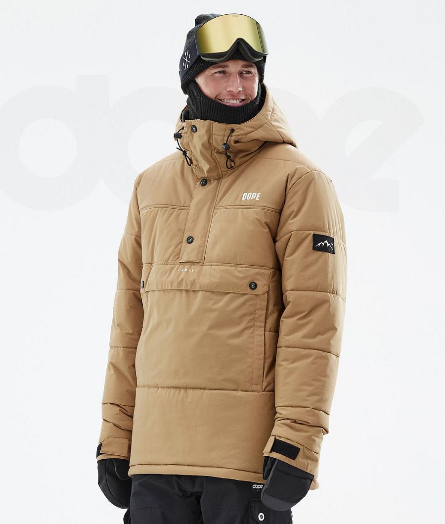 Gold Men\'s Dope Puffer Ski Jackets | NZ_D1685