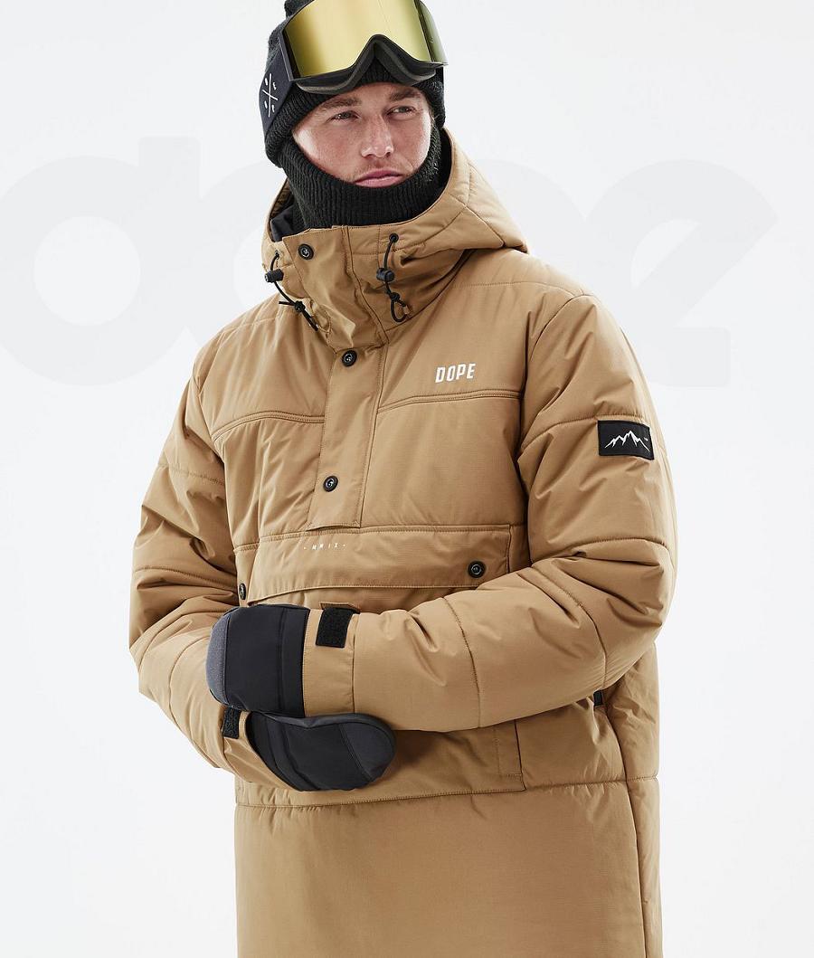 Gold Men's Dope Puffer Snowboard Jackets | NZ_D1360