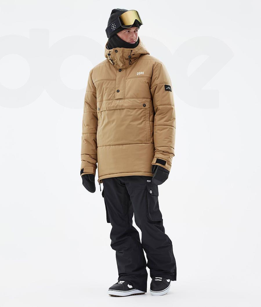 Gold Men's Dope Puffer Snowboard Jackets | NZ_D1360