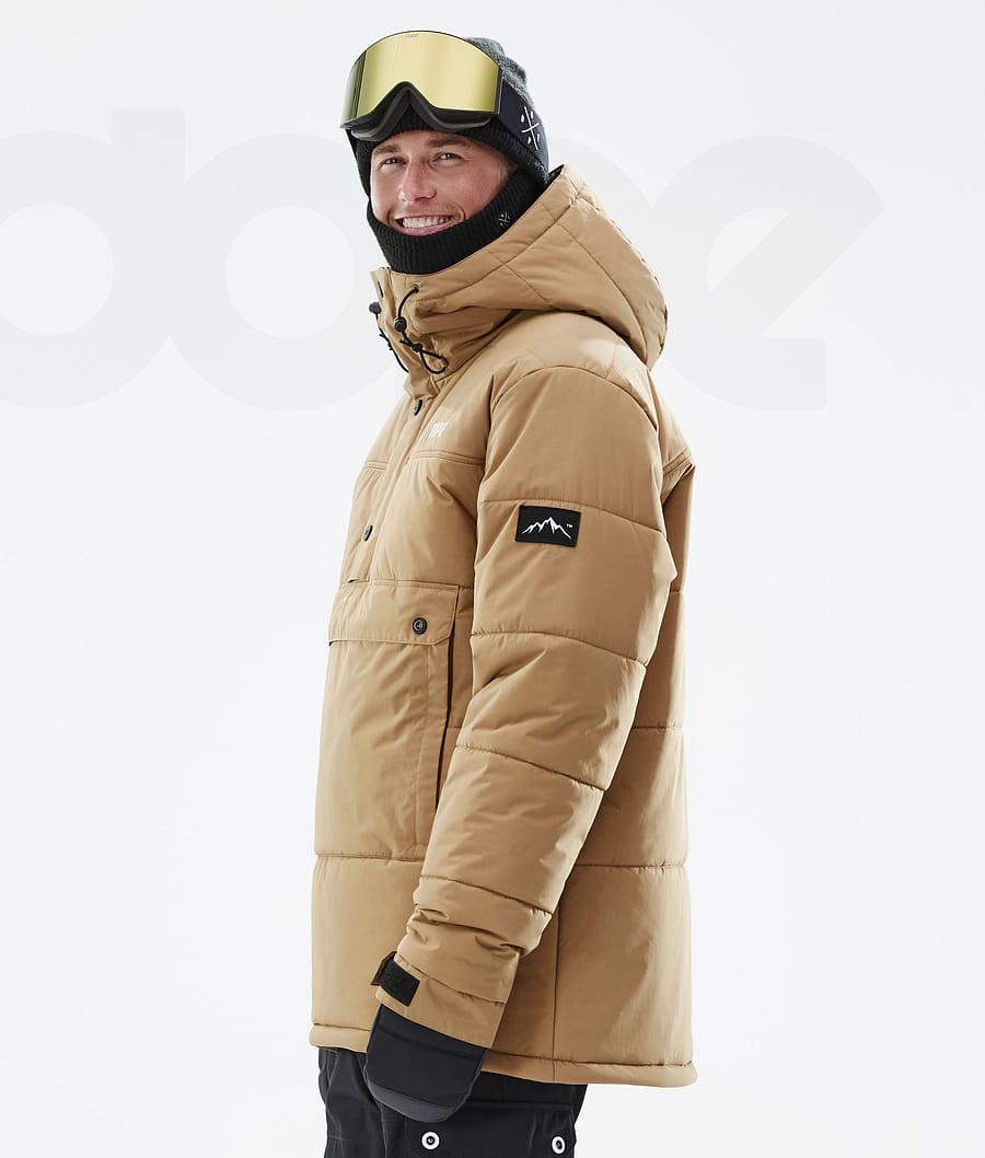 Gold Men's Dope Puffer Snowboard Jackets | NZ_D1360