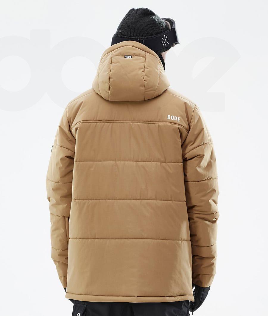 Gold Men's Dope Puffer Snowboard Jackets | NZ_D1360