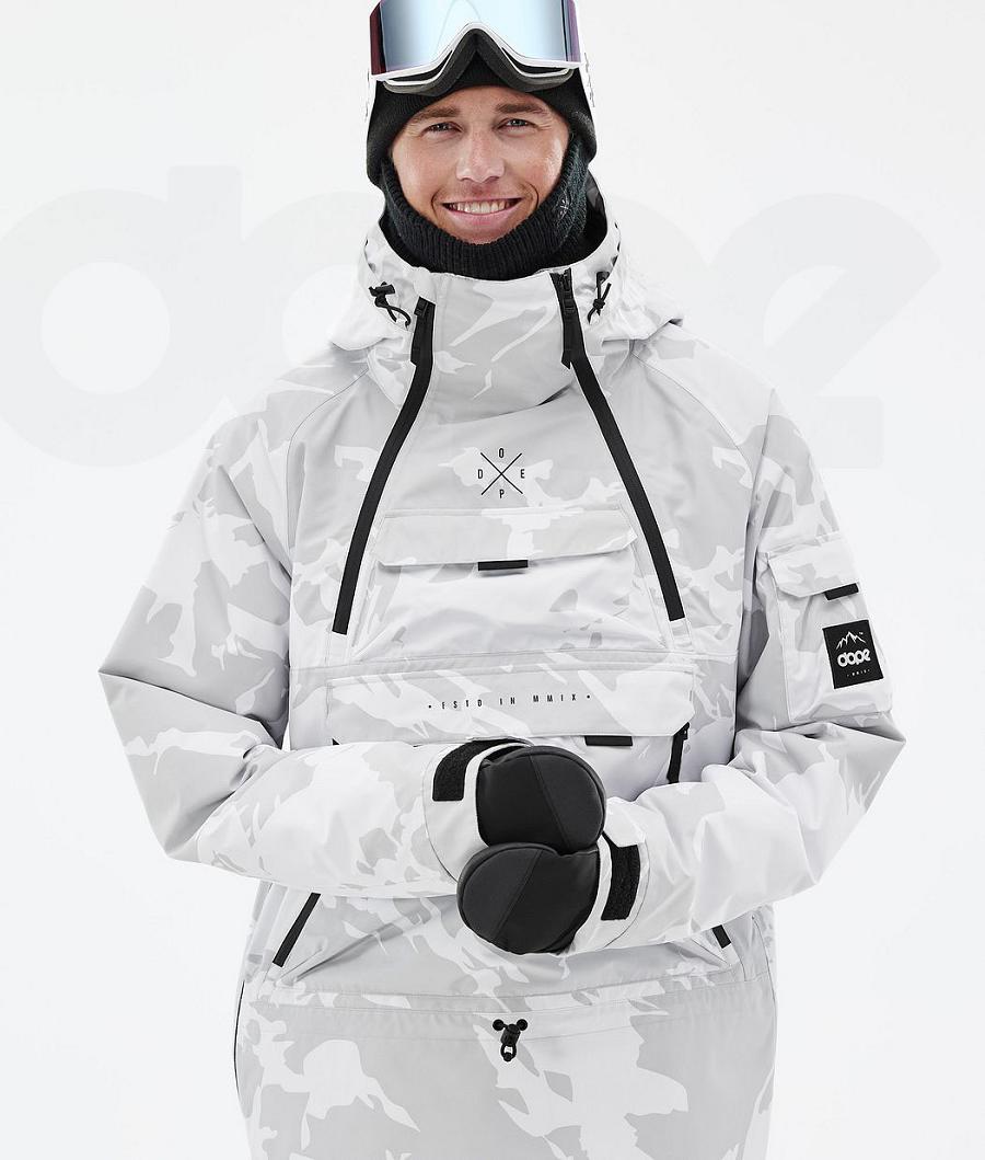 Grey Camo Men's Dope Akin Snowboard Jackets | NZ_D2384