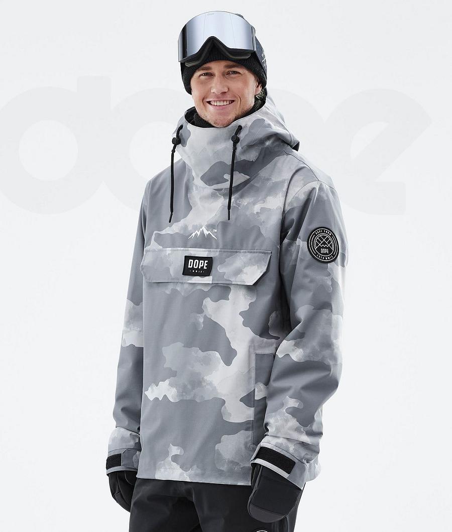 Grey Camo Men\'s Dope Blizzard Ski Jackets | NZ_D1134