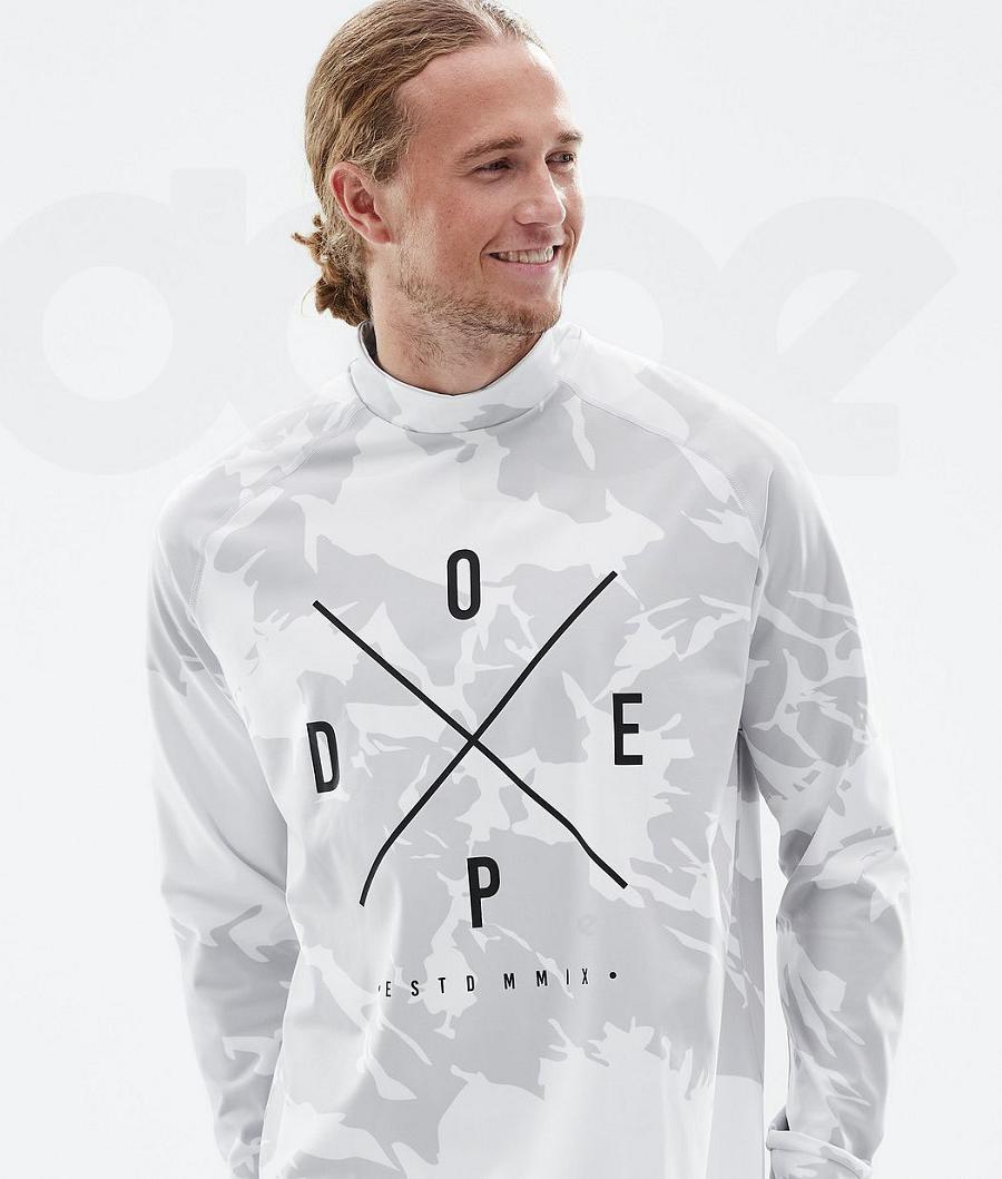 Grey Camo Men's Dope Snuggle Base Layer Tops | NZ_D1336