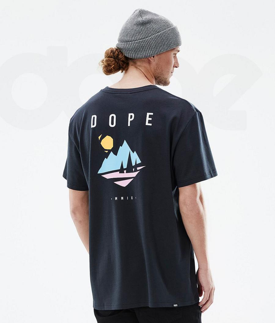 Navy Men\'s Dope Standard T-shirts | NZ_D1744