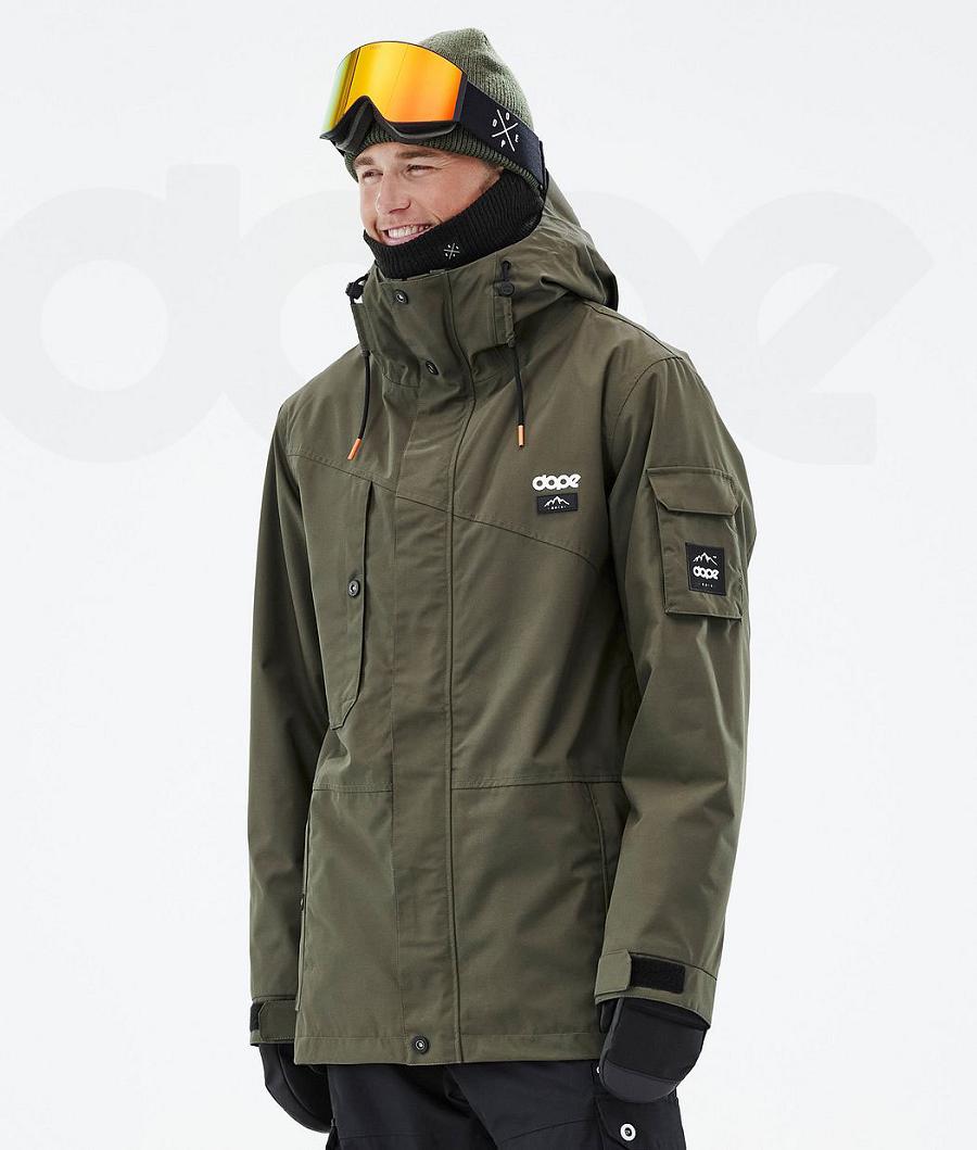 Olive Men\'s Dope Adept Snowboard Jackets | NZ_D1589