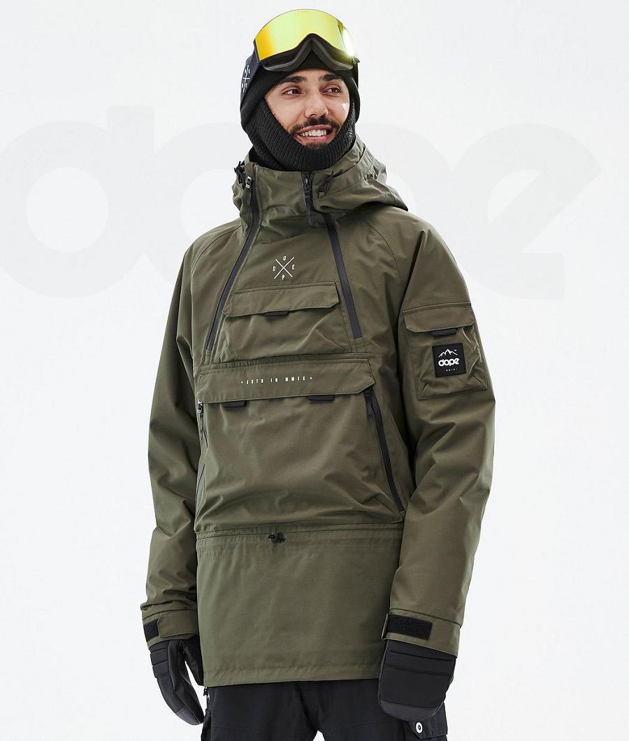 Olive Men\'s Dope Akin Ski Jackets | NZ_D2405