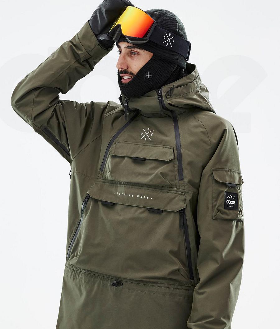 Olive Men's Dope Akin Snowboard Jackets | NZ_D1922