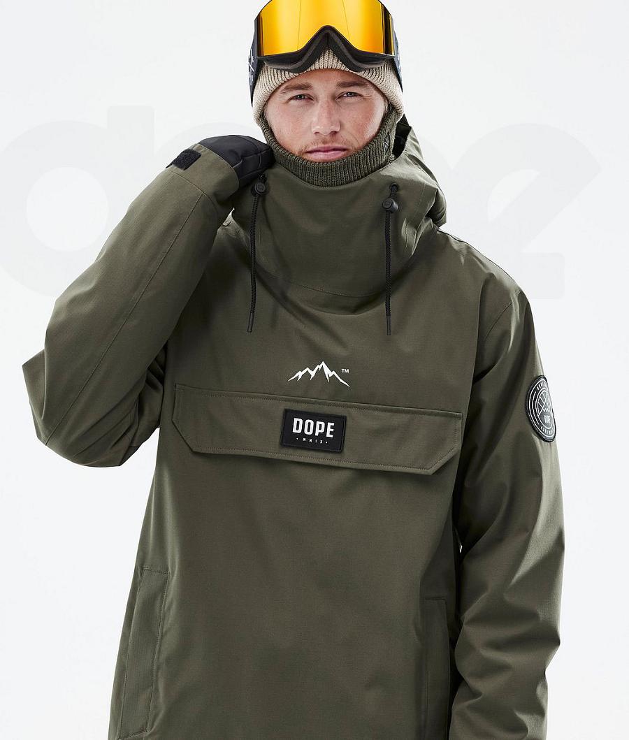 Olive Men's Dope Blizzard Snowboard Jackets | NZ_D2348