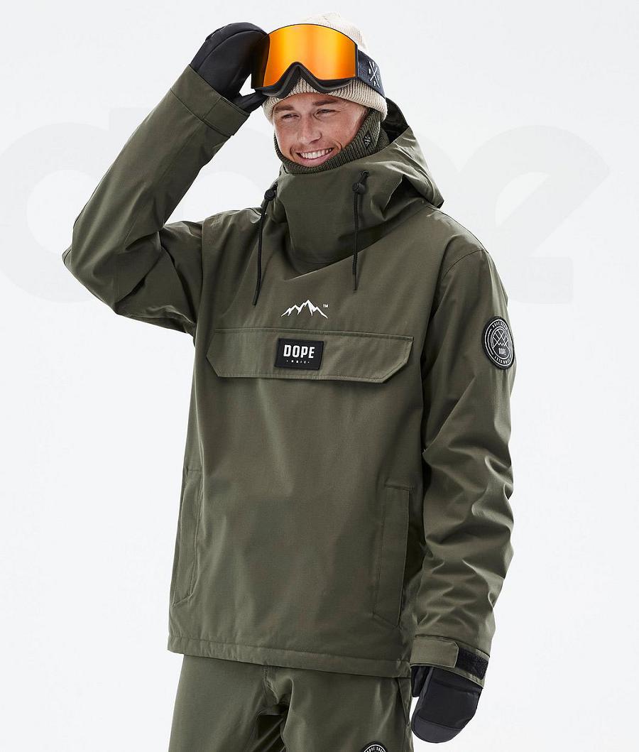 Olive Men\'s Dope Blizzard Snowboard Jackets | NZ_D2348