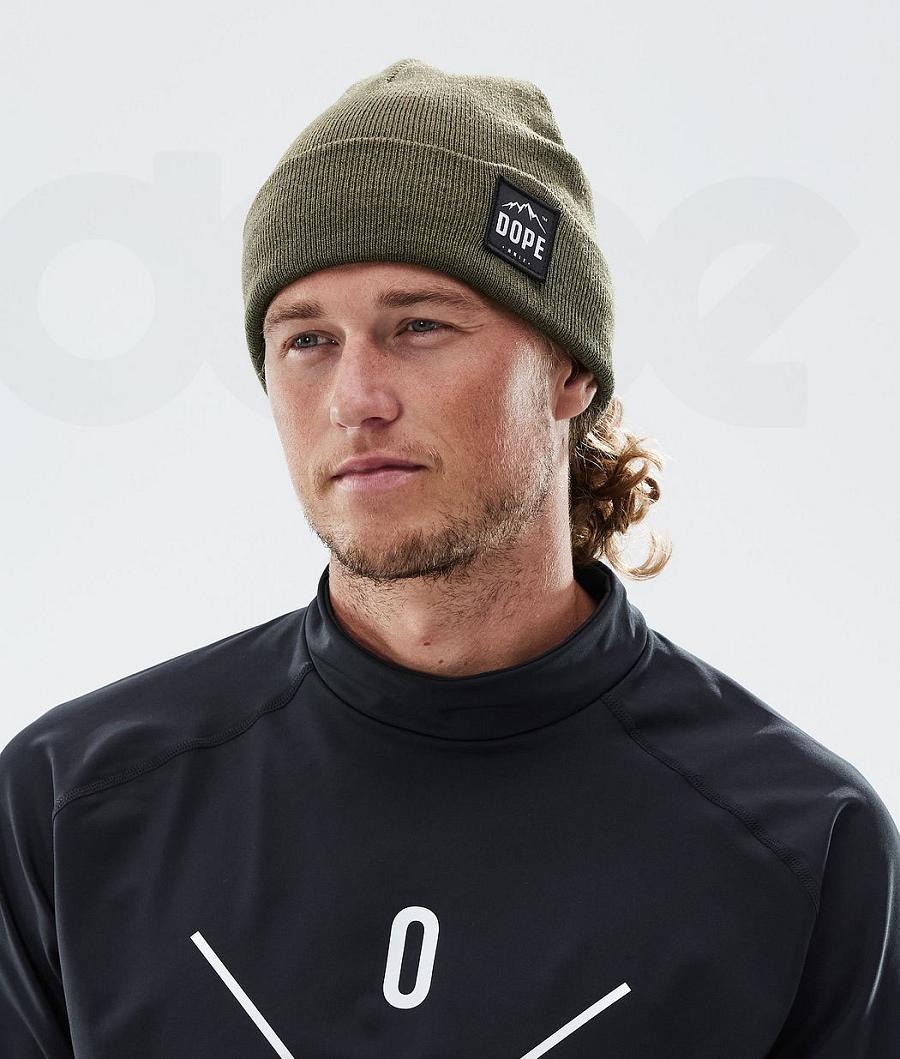 Olive Men's Dope Paradise Beanies | NZ_D2051