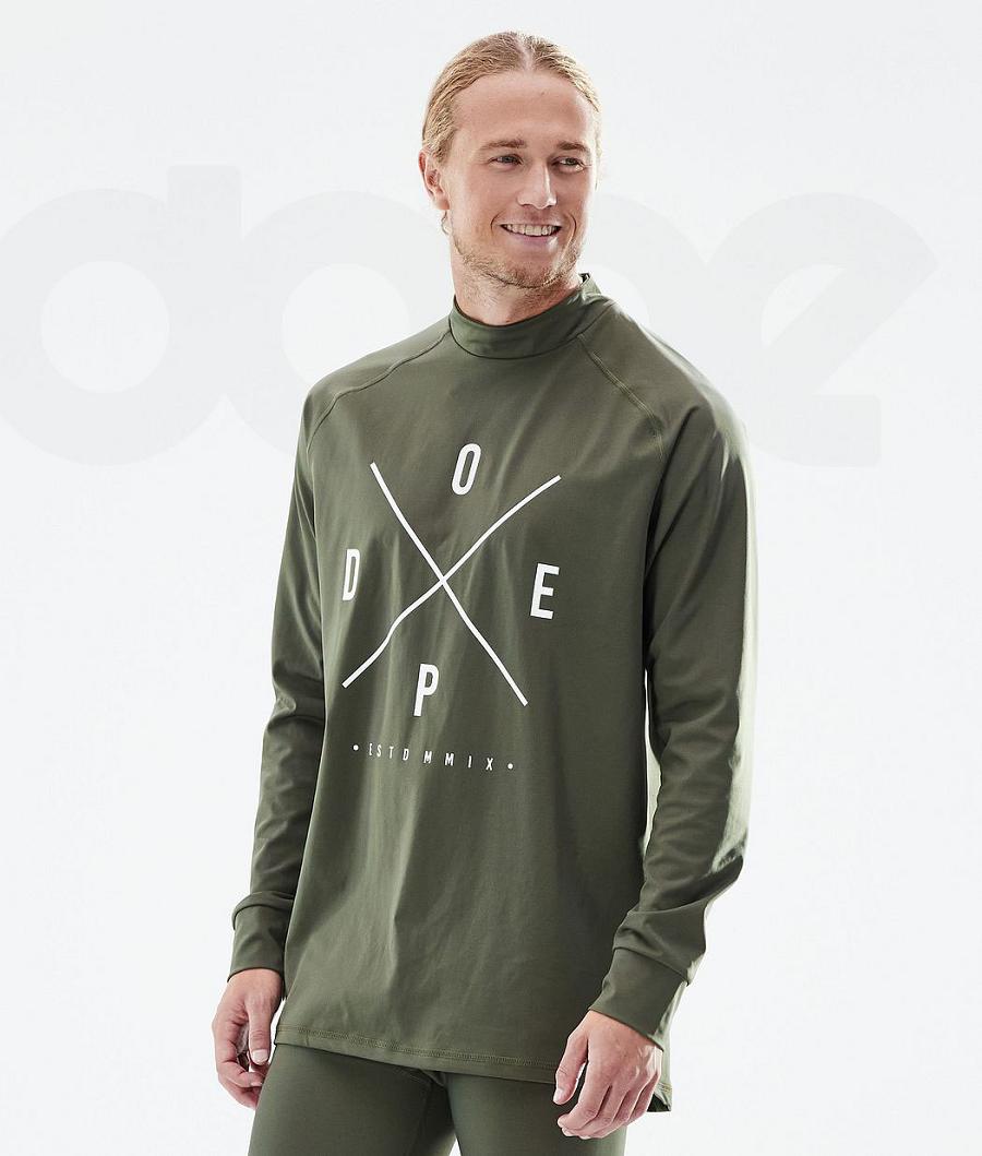 Olive Men\'s Dope Snuggle Base Layer Tops | NZ_D1298