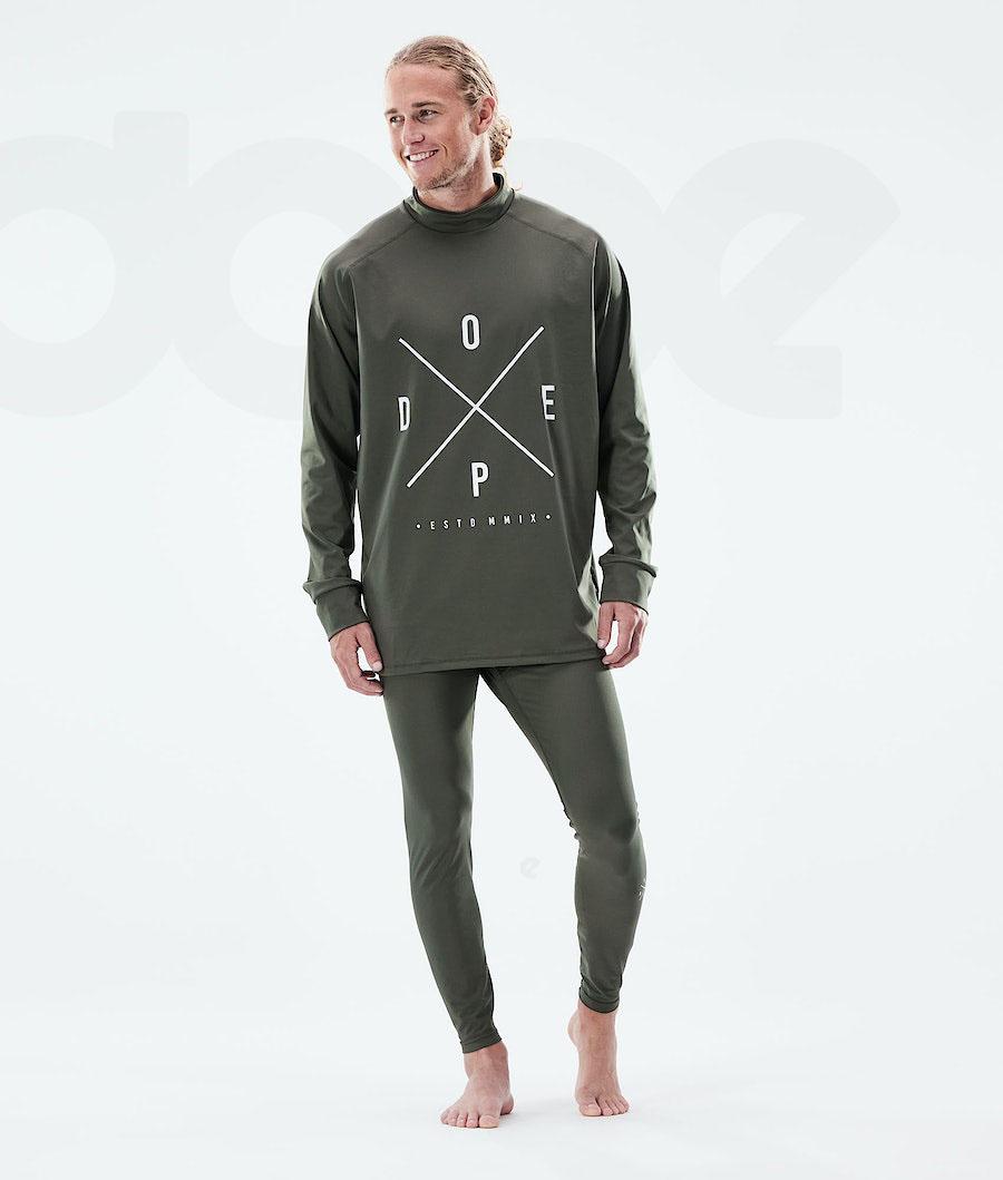 Olive Men's Dope Snuggle Base Layer Tops | NZ_D2322